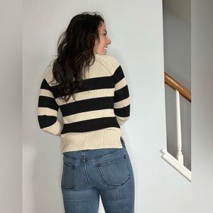 LOFT Knit Stripped Crewneck Sweater 3/4 Sleeve XS